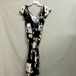 New Women Floral Black Dress without tags